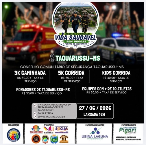 1ª CORRIDA E CAMINHADA VIDA SAUDÁVEL SEM DROGAS