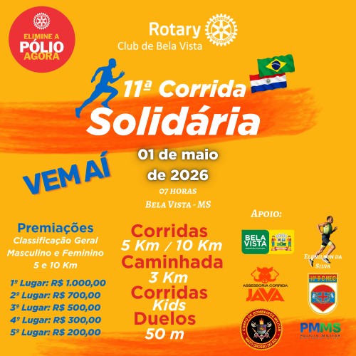 11ª CORRIDA SOLIDÁRIA DO ROTARY CLUB DE BELA VISTA